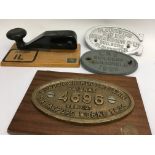 Three Railway plaques and a Ilford BR stamp .