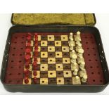 A miniature travelling chess set