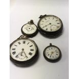 Four cased silver pocket watches