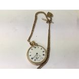 A gold plated pocket watch with applied 9 ct gold