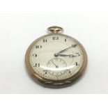 A gold cased open faced pocket watch.