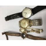 Four watches including 9 ct gold case ladies watch