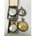 A silver case pocket watch with silver chain a mil