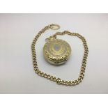 An Ingersoll gold tone pocket watch and chain - NO