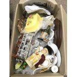 A box of mixed china items To y jugs, a Royal Wint