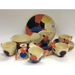 An Art Deco Grays pottery part tea set decorated w