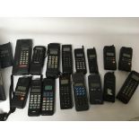 A collection of old mobile phones Vodac Philips Ro