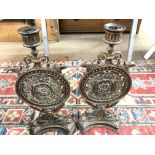 A Pair of Victorian Cast metal Aesthetic candle st