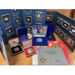 A collection of silver proof coinage including 2 p