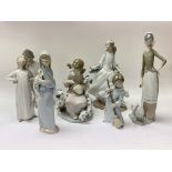 7 Lladro porcelain figurines (2 A/F).