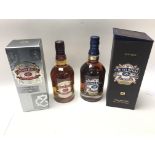 Two bottles of Chivas Regal Scotch whisky