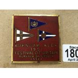 Festival of Britain gilt enamel plaque for Burnham