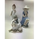 3 NAO porcelain figurines, tallest 30cm.