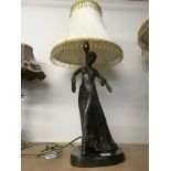 A lamp in the form of a Art Deco style bronzed fig