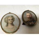 A framed early 20th century miniature portrait pai