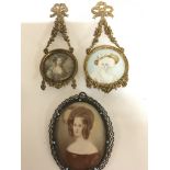 Two early 20th century gilt framed miniatures port