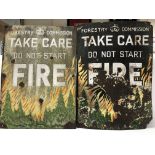 Two enamel fire signs 'Do not start fire' by the F