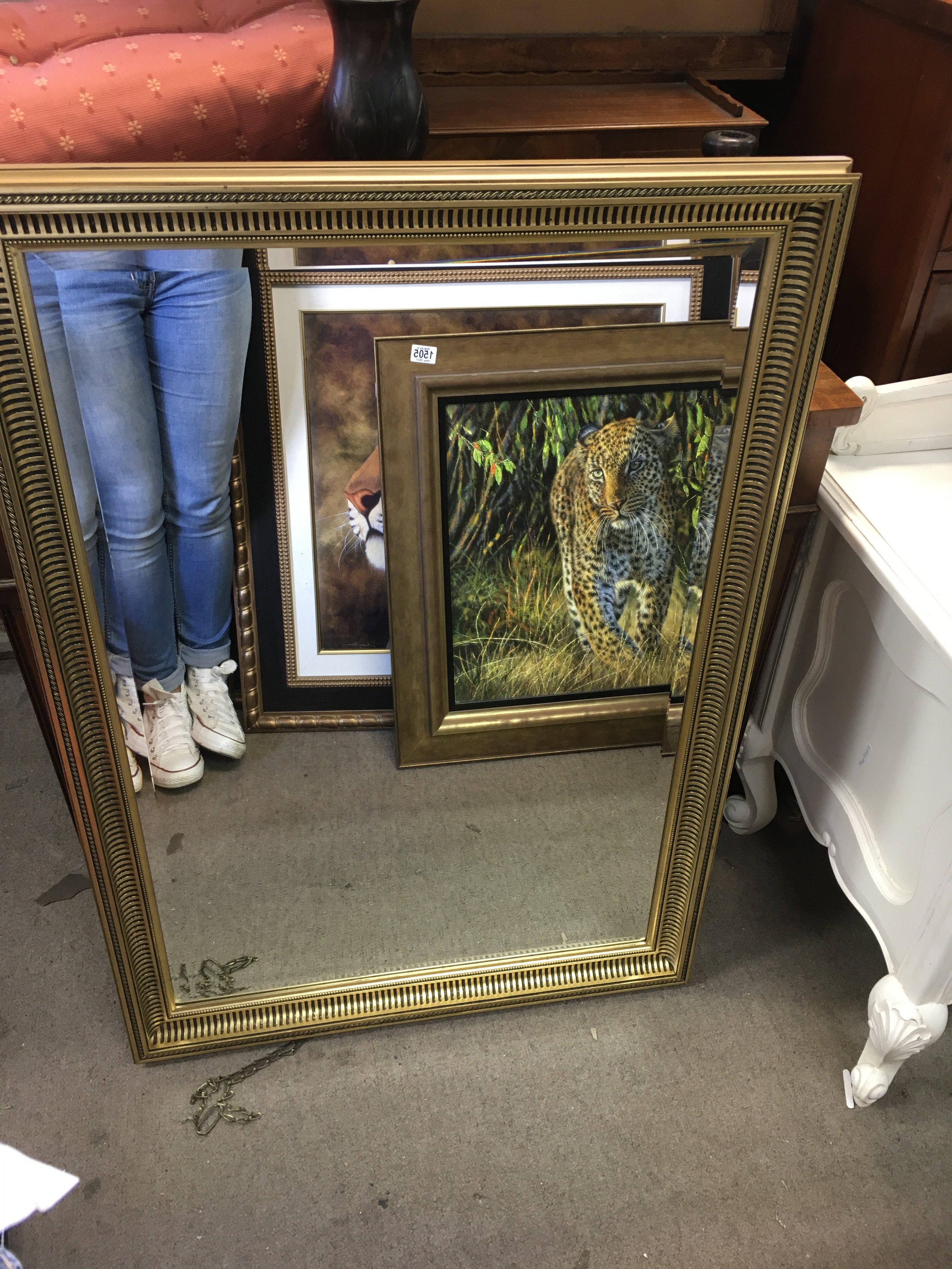 A rectangular gilt framed modern mirror measuring approximately 73cm x 103cm