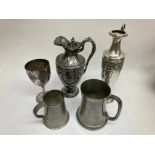 Embossed Victorian lidded Ewer, similar goblet and