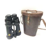 A pair of Military II world war binoculars maker Barr & Stroud. With leather covers and case.