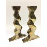 A pair of stylish Dutch brass candlesticks, approx