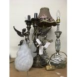 A pair of Victorian style classical lamps with gla