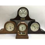 A collection of four mantle clocks oak and mahogan