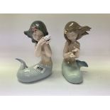 2 Nao mermaid figurines