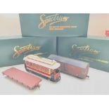 A Spectrum "ON30" Flat Cars Painted, unlettered. Boxed #27399. A Spectrum Camp Car #26995. A