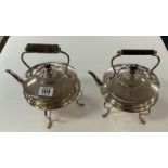 2 silver plated spirit kettles on stands both comp