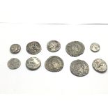 A collection of ten ancient Roman coins from the r