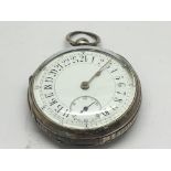 A silver cased key wind pocket watch with an unusu