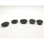 Five bronze Roman rings each one with ornate engra