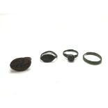 Four bronze roman rings. One is a heavy signet rin