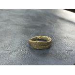 An open bronze Roman ring resembling a snake, with