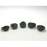 Five ancient bronze Roman rings with Well preserve