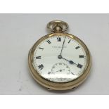 An Elgin gold plated pocket watch button wind seen