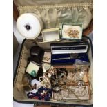 A box containing costume jewellery, a watch and ot