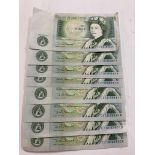 8 £1 notes with consecutive serial numbers. Plus 2