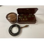 A mahogany cased set of postal weights 20gms to 10