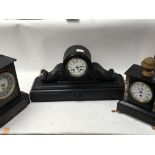 Three antique slate clocks as pictured. No reserve.