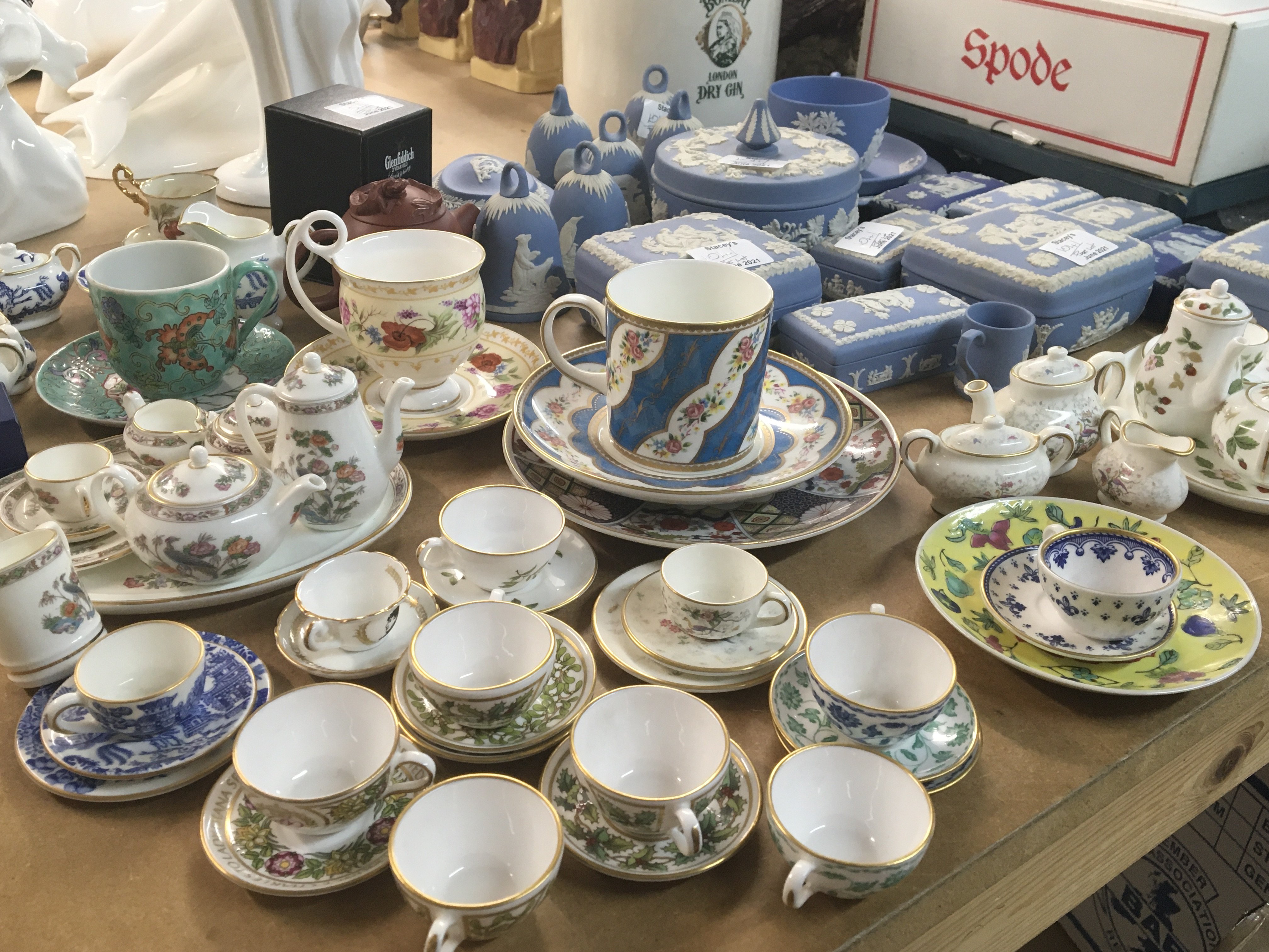 A collection of Wedgwood Jasper ware blue and whit