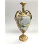 A Royal Worcester trophy vase handpainted by Willi