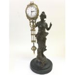 An Art Nouveau spelter 'Diana' mystery clock, appr