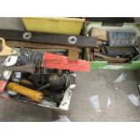 Two boxes of tools including saws etc as pictured. No reserve.