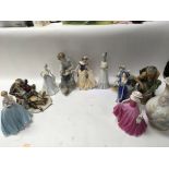 A collection of Coalport figures, Lladro style fig