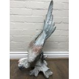 Two large ceramic parrots. Height 62.5cm approx