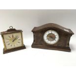 Two antique wooden mantel clocks as pictured With walnut veneer.