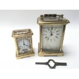 A Halcyon Days enamel small size carriage clock an