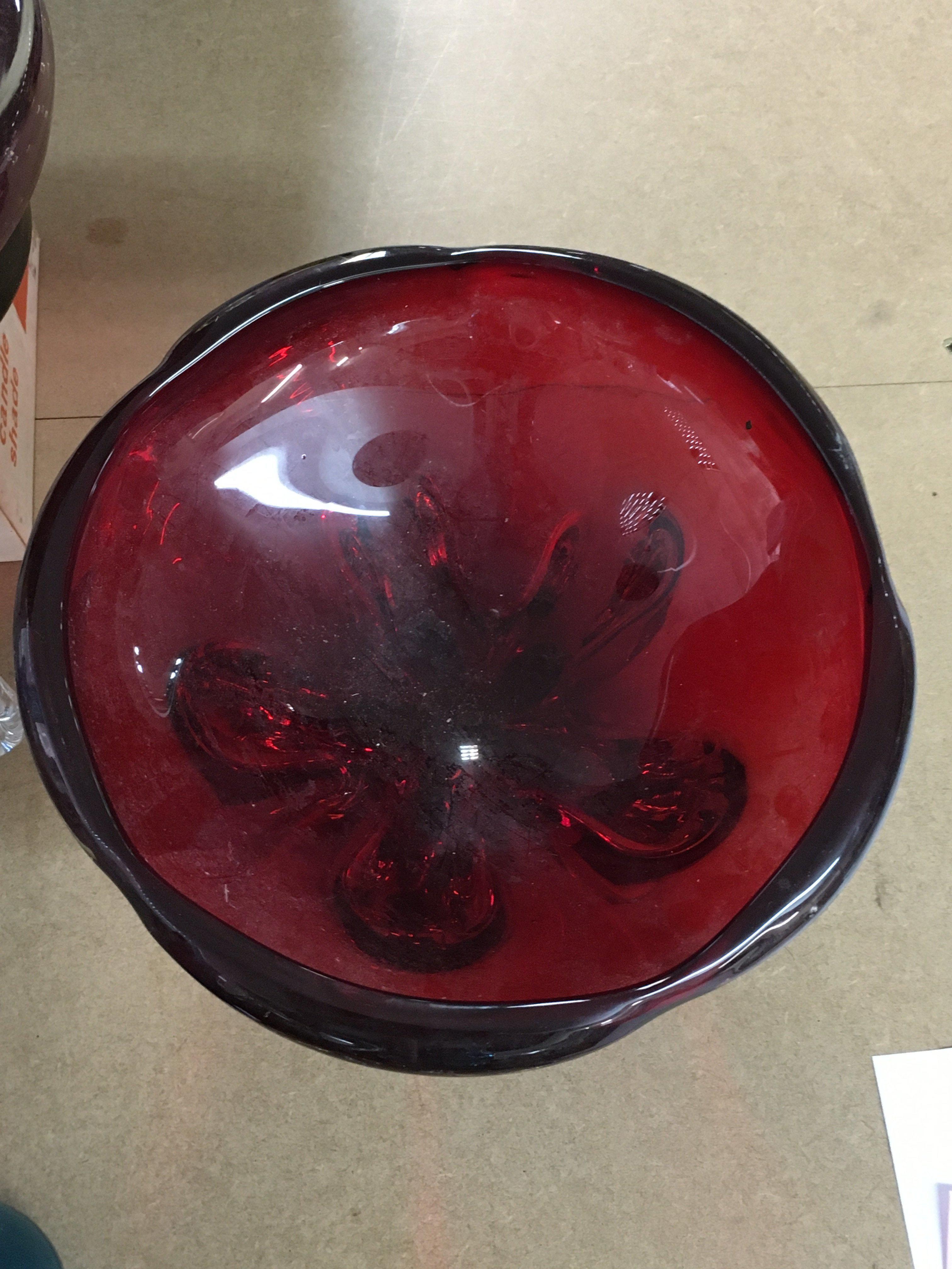 A large Whitefriars Ruby glass bowl. Approximately - Image 2 of 2